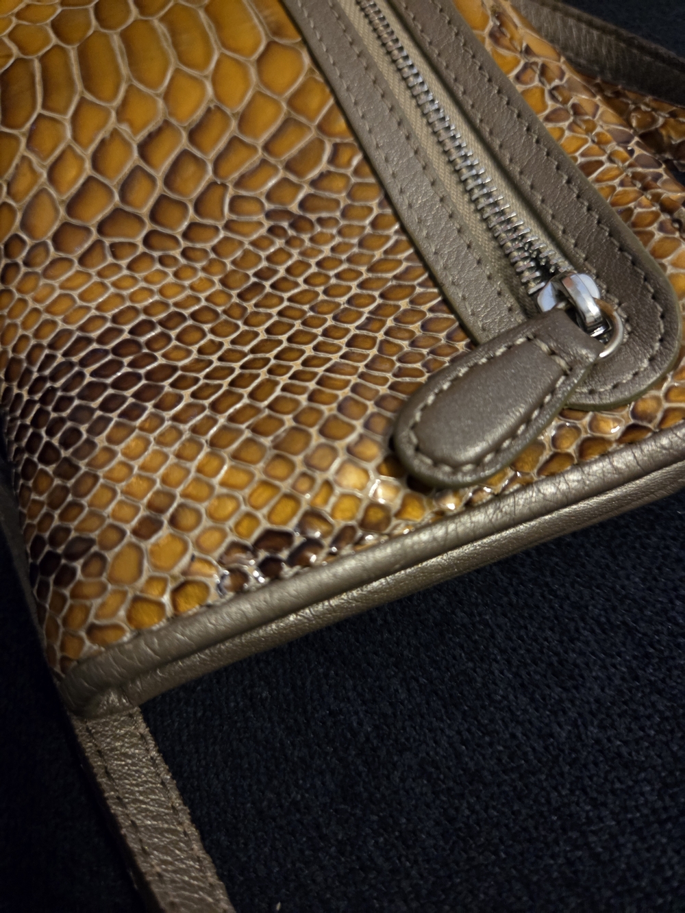 Brighton Gold Snake-Embossed Crossbody Wallet with Silver-Tone Accent - Picture 13 of 14